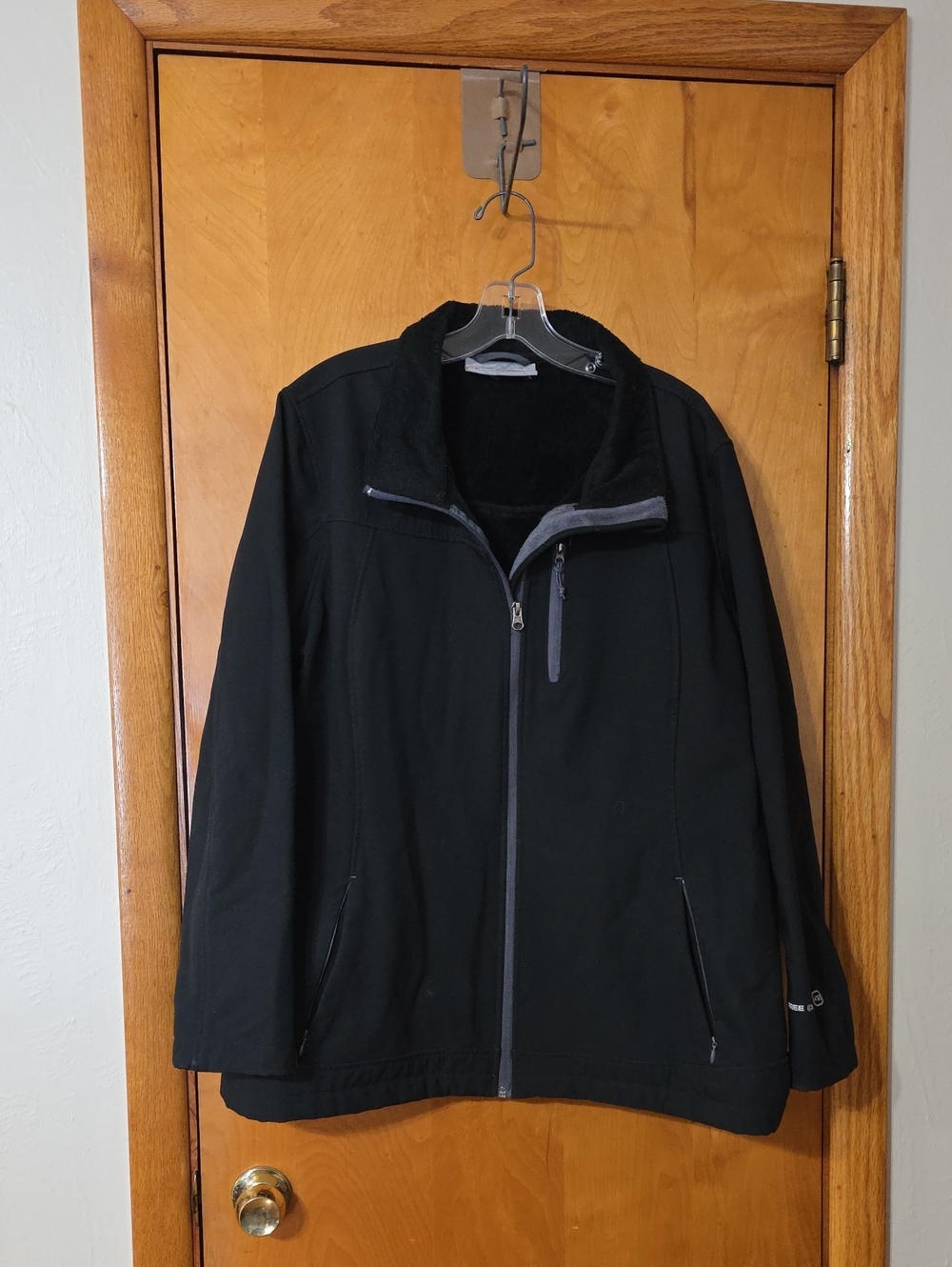 Free Country Black Lightweight Full-Zip Jacket with Sherpa Collar
